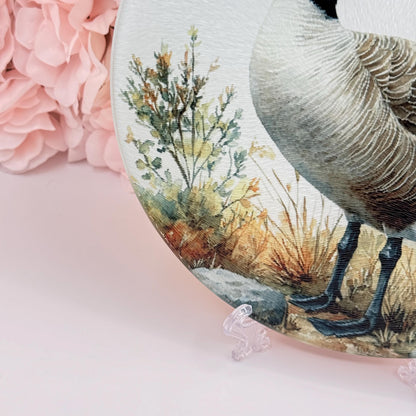 Goose Glass Round Tea Pot Holder/Chopping Board, Cutting Board