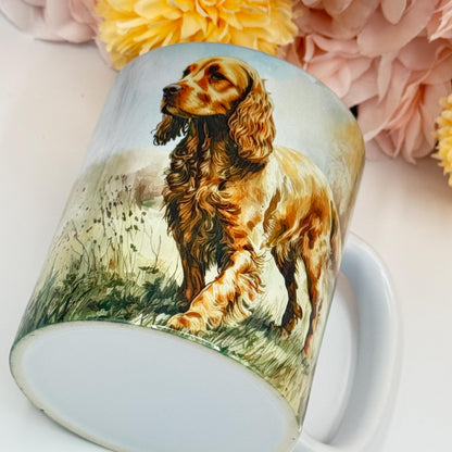 Cocker Spaniel Ceramic Dog Mug: Landscape Design, Pet Lover Gift