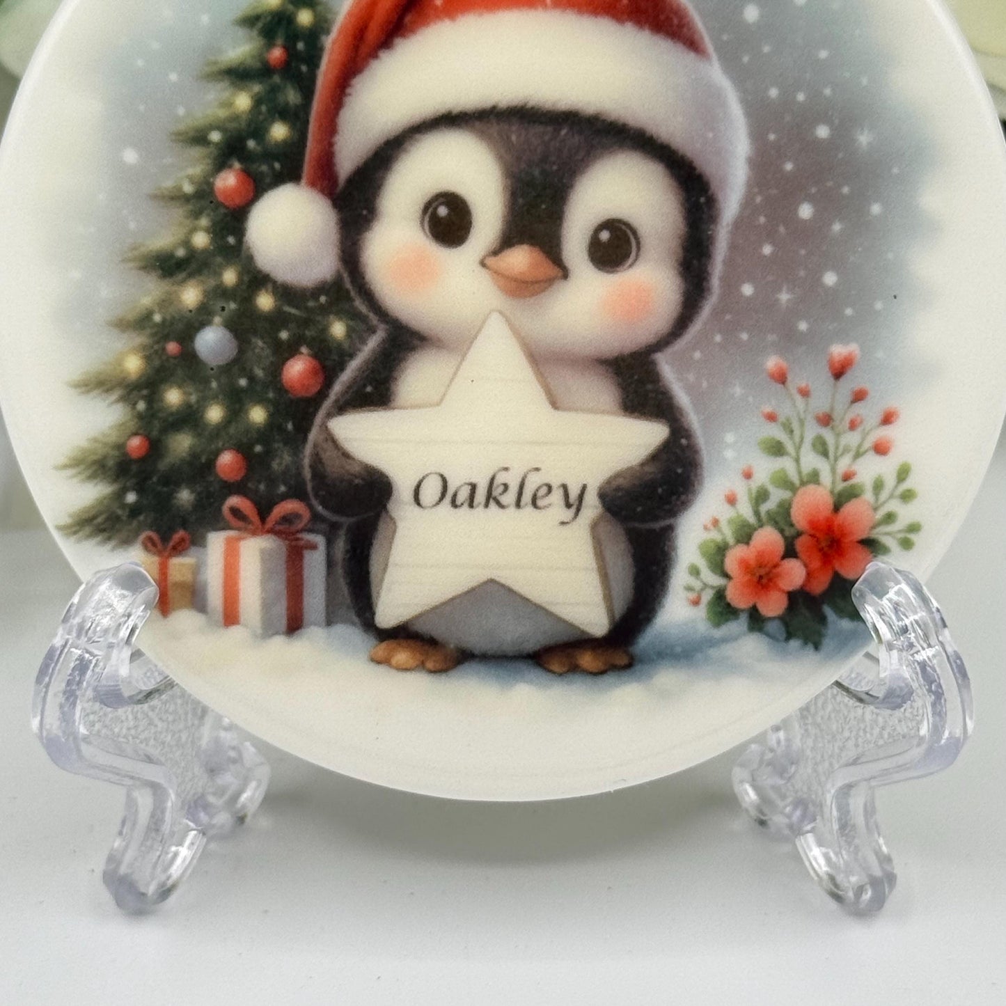 Personalised Penguin Christmas Ceramic Ornament