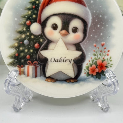 Personalised Penguin Christmas Ceramic Ornament