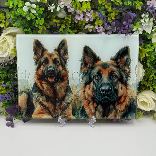 German Shepherd Glass 8inch x 11inch Chopping Boards