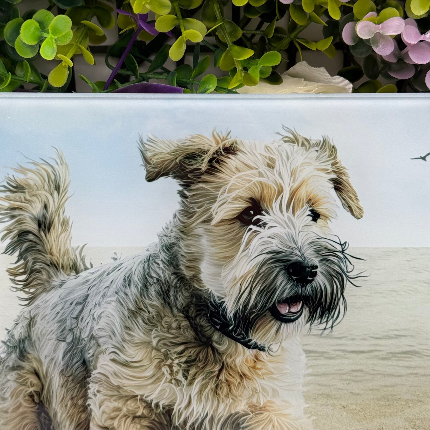 Soft Coated Wheaten Terrier 8inch x 11inch Glass Chopping Board