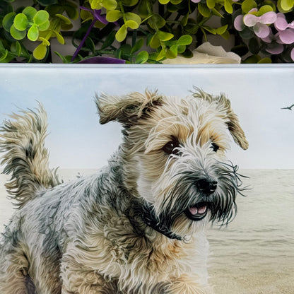 Soft Coated Wheaten Terrier 8inch x 11inch Glass Chopping Board