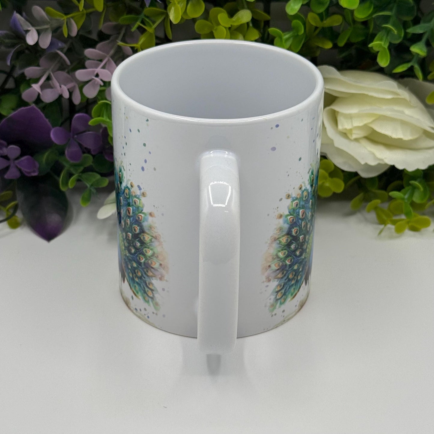 Peacock Watercolour Colourful 11oz Ceramic Mug