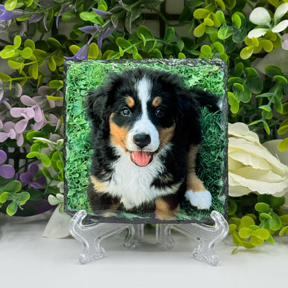 4x Custom Photo Slate Coasters 9cm x 9cm - Personalised Image