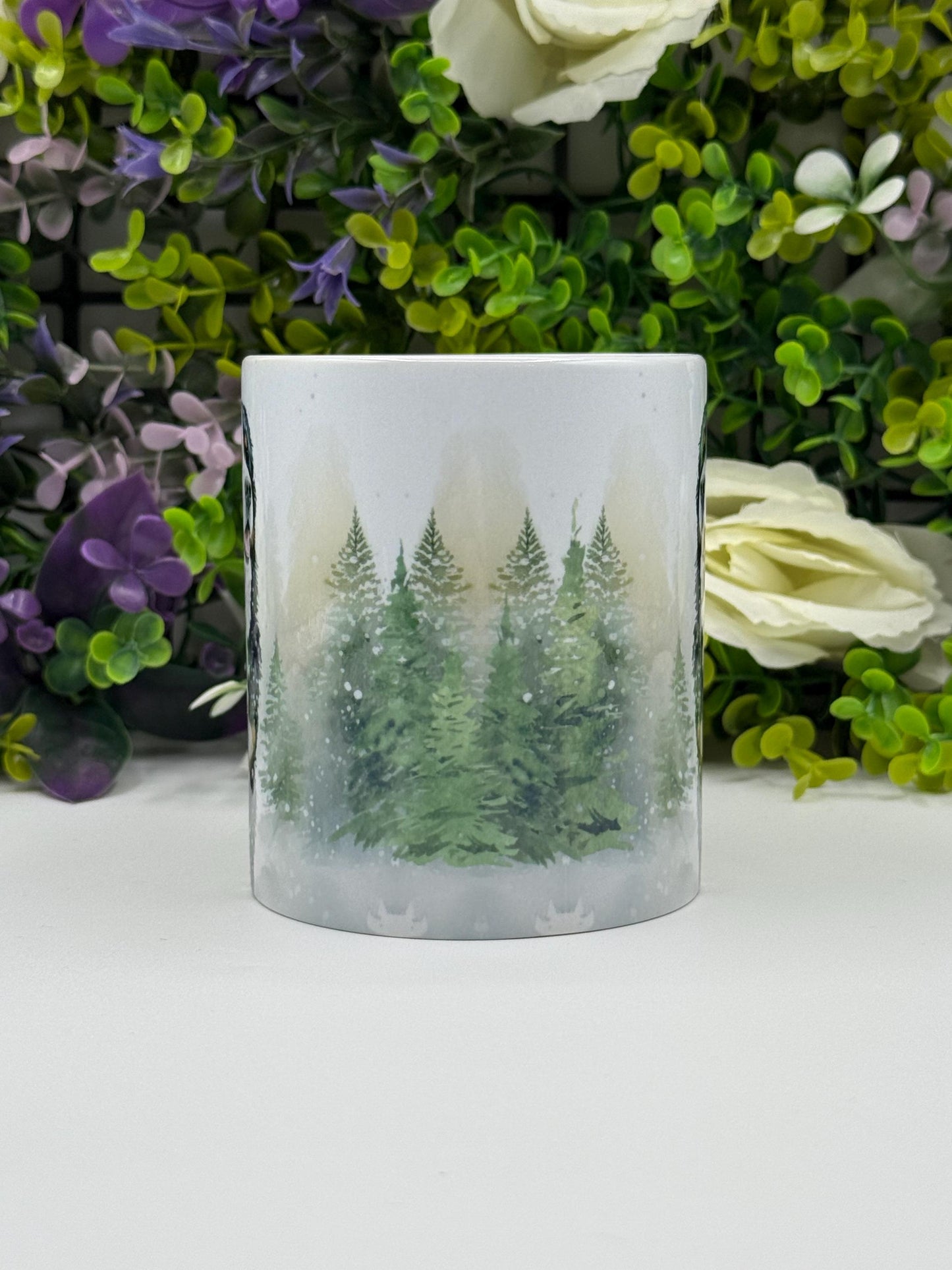 Bernese Mountain Dog Winter Forest 11oz Ceramic Mug: Handmade Pet Lover Gift
