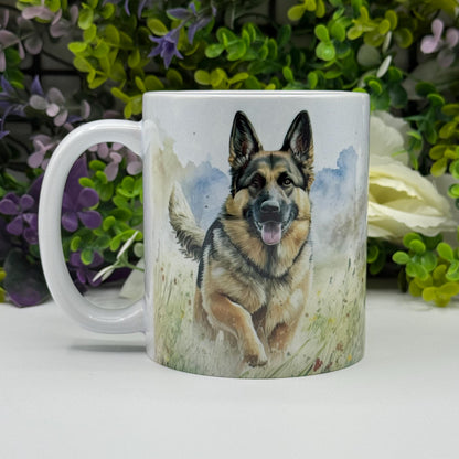 German Shepherd Wildflower Field 11oz Ceramic Dog Mug