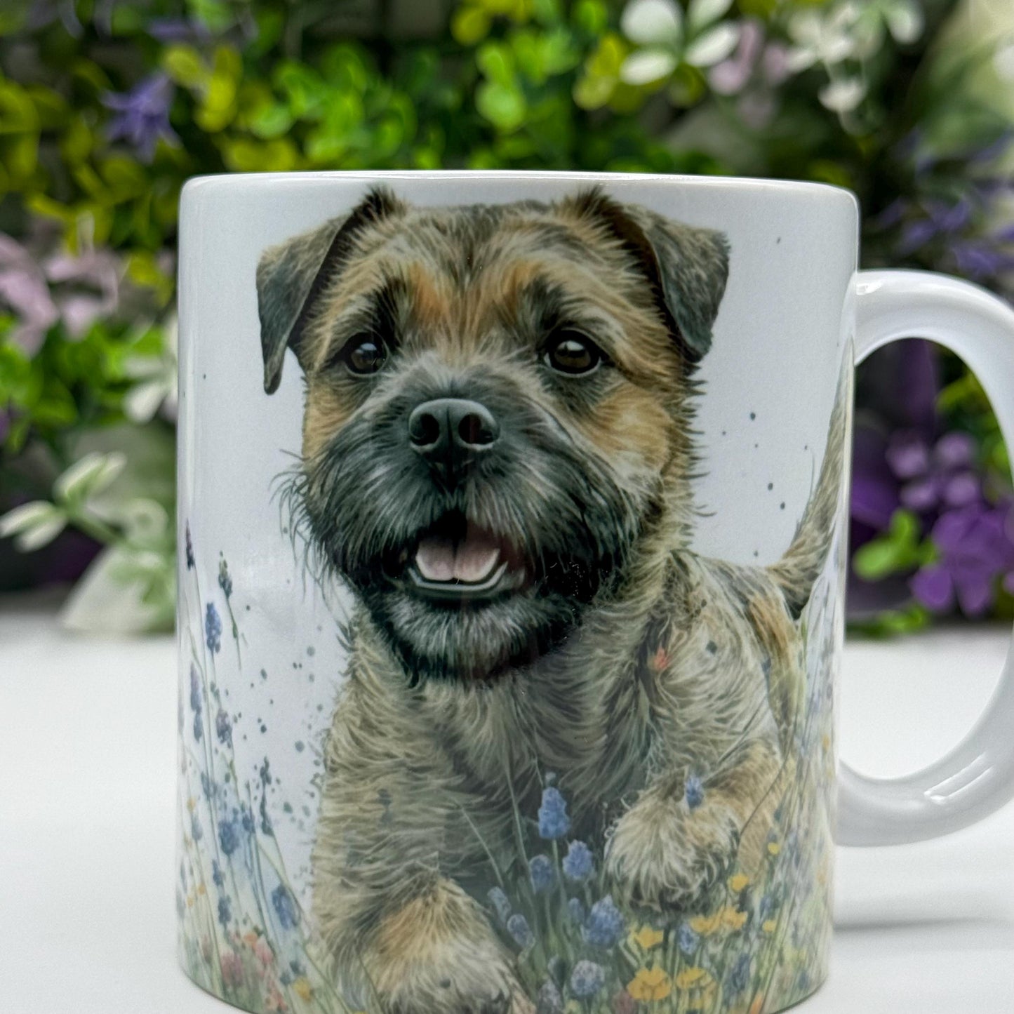 Border Terrier Wildflower Floral Ceramic 11oz Dog Mug