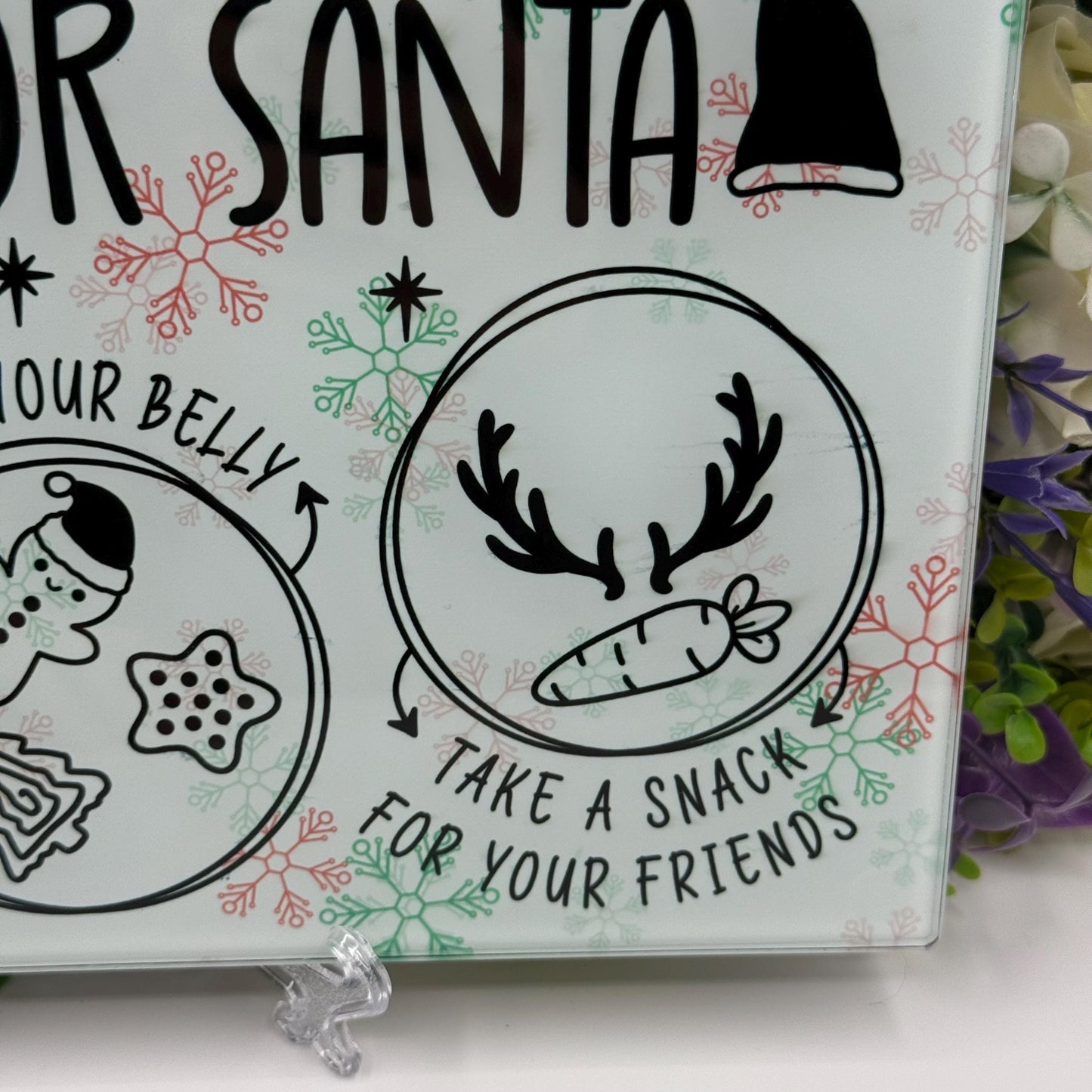 Christmas Treat For Santa Glass Chopping Board 8inch x 11inch
