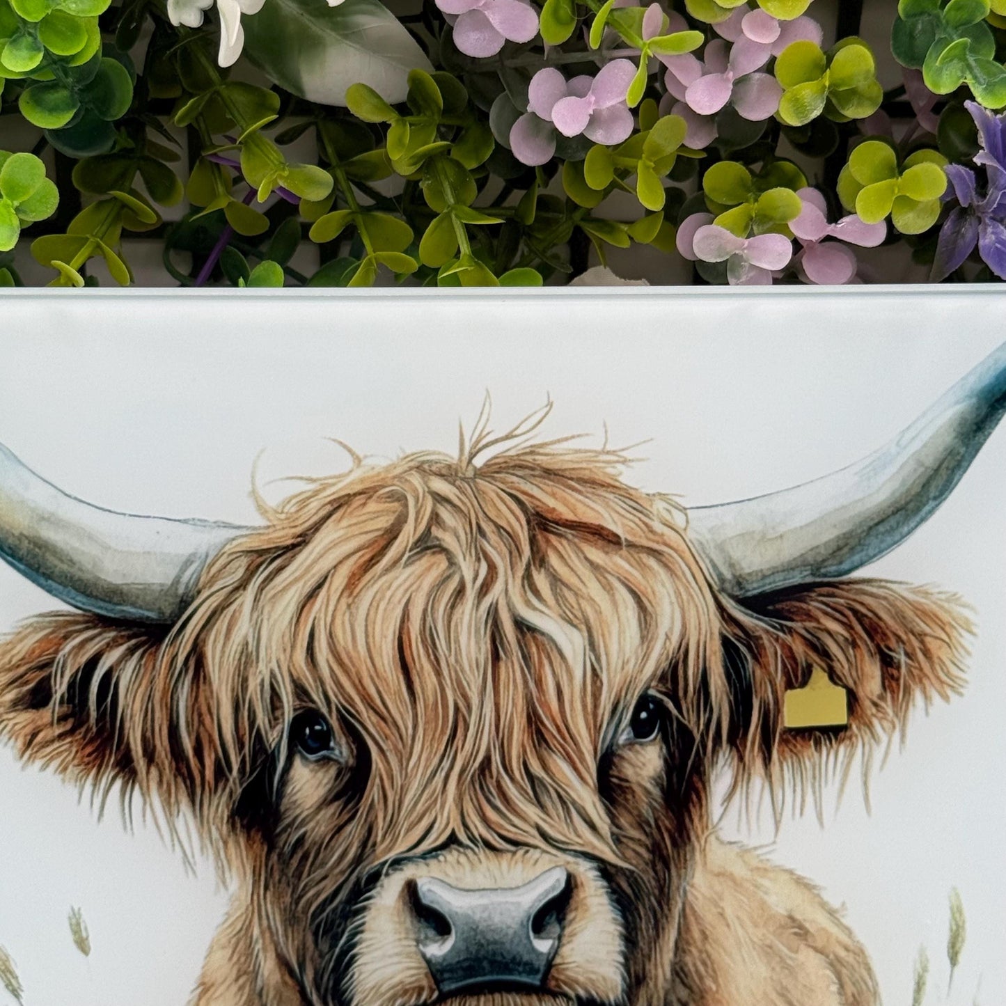 Highland Cow 8inchx11inch Glass Chopping Board