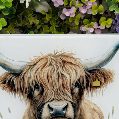 Highland Cow 8inchx11inch Glass Chopping Board