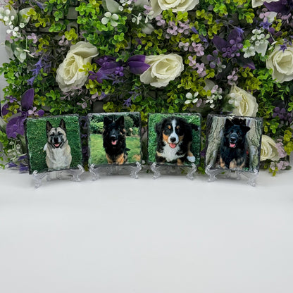 4x Custom Photo Slate Coasters 9cm x 9cm - Personalised Image