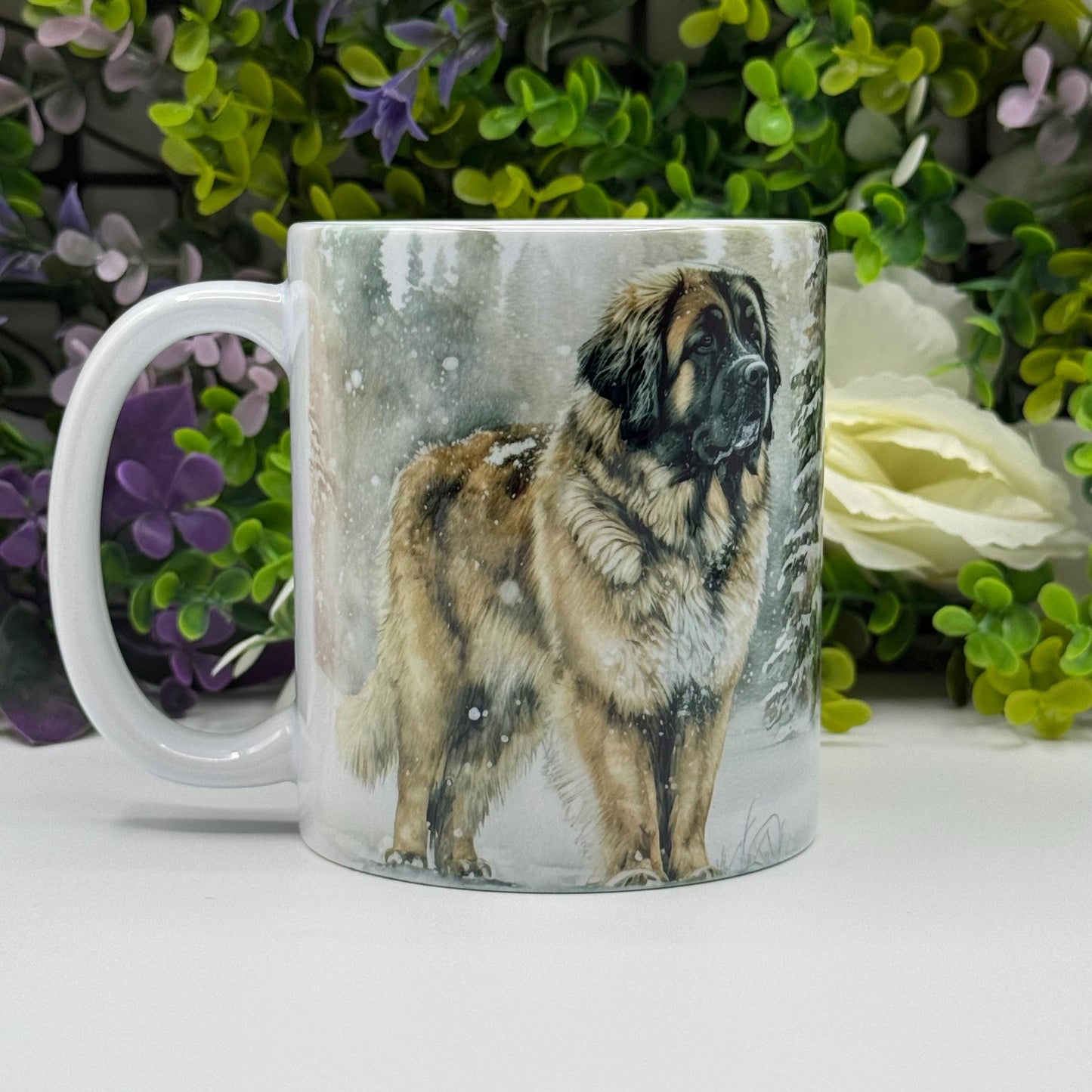 Leonberger Winter Snowy Forest 11oz Ceramic Dog Mug