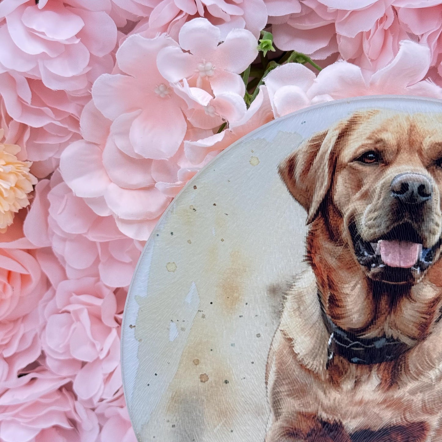 Labrador Glass Round Tea Pot Holder/Chopping Board