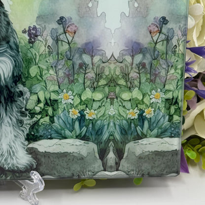 Schnauzer Black and Silver 8inchx11inch Glass Cutting Board: Handmade Kitchen Decor