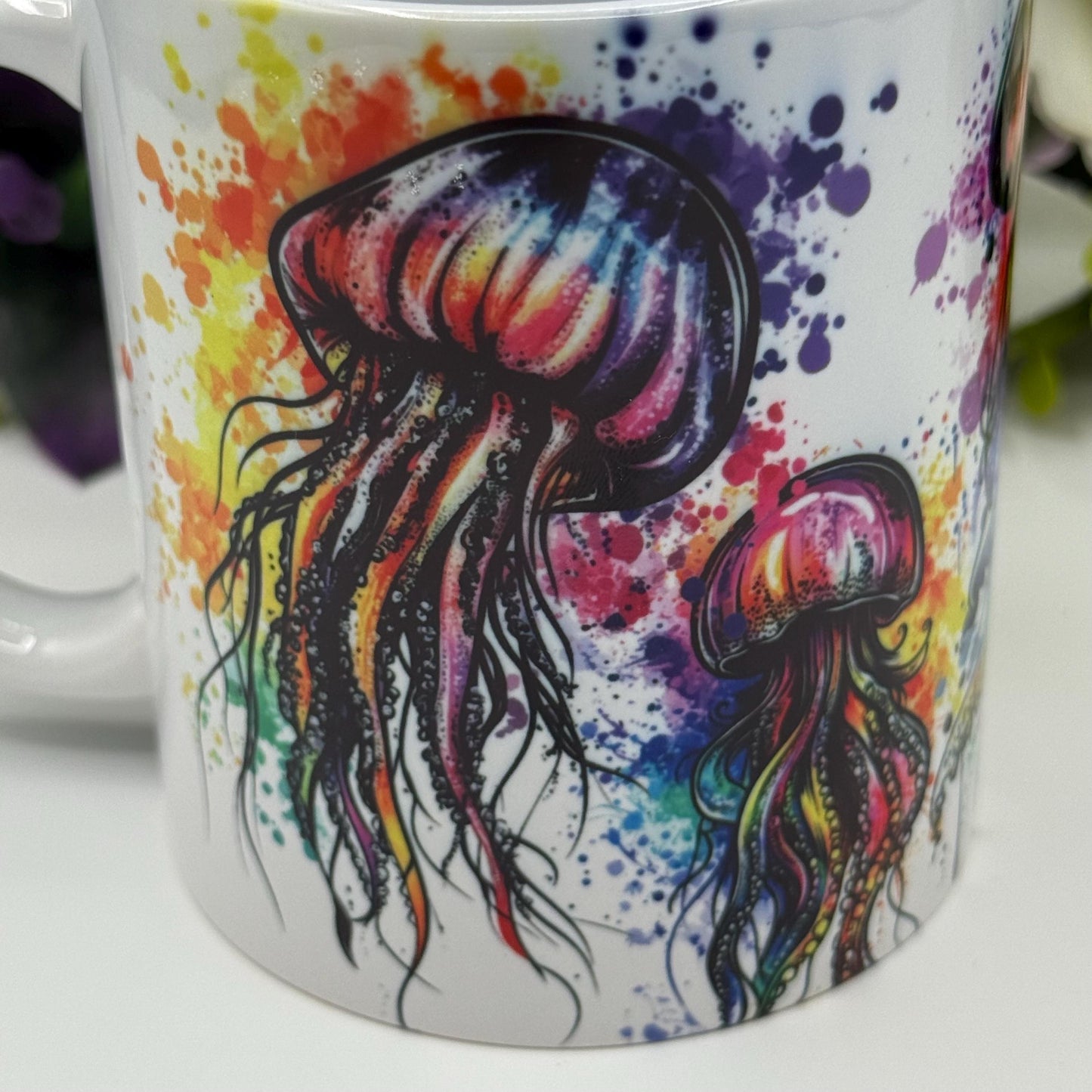 Jellyfish Colourful Paint Splash 11oz Ceramic Coffee Mug