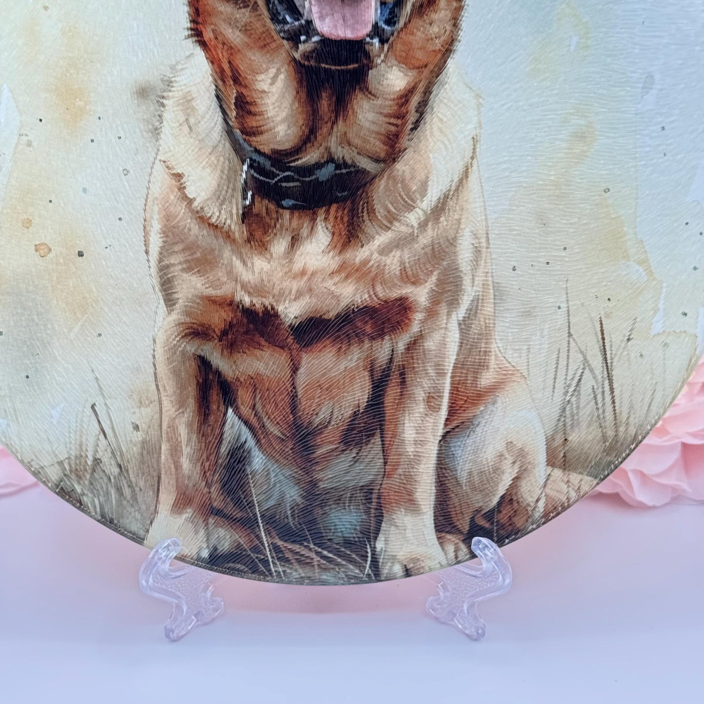 Labrador Glass Round Tea Pot Holder/Chopping Board