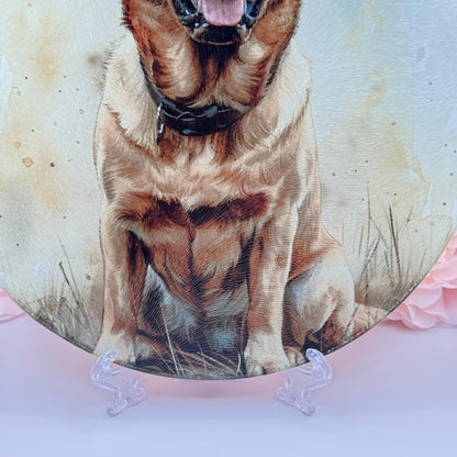 Labrador Glass Round Tea Pot Holder/Chopping Board