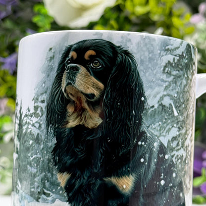 Cavalier King Charles Spaniel Black and Tan 11oz Mug: Handmade Dog Lover Gift