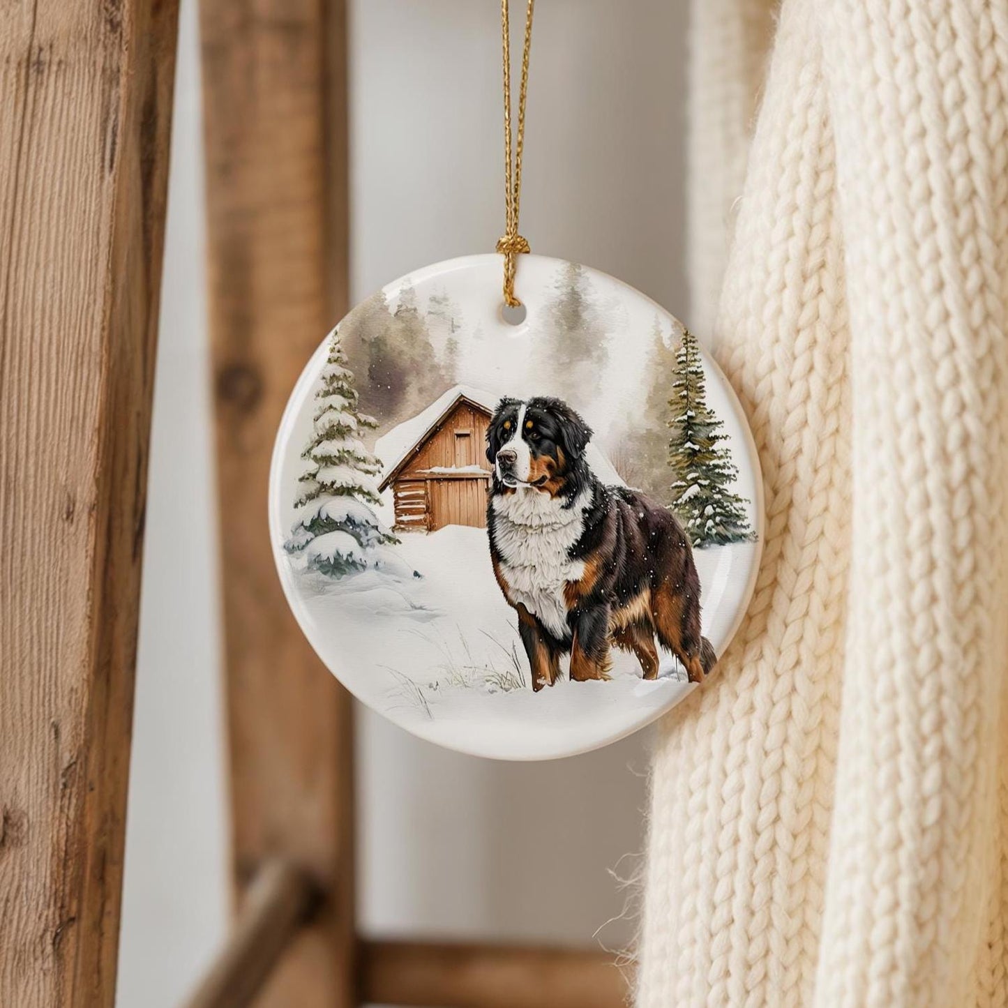 Bernese Mountain Dog Ceramic Ornament: Personalized Pet Keepsake