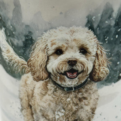 Cavachon Dog Winter Forest Mug: Handmade Ceramic Coffee Cup, Pet Lover Gift