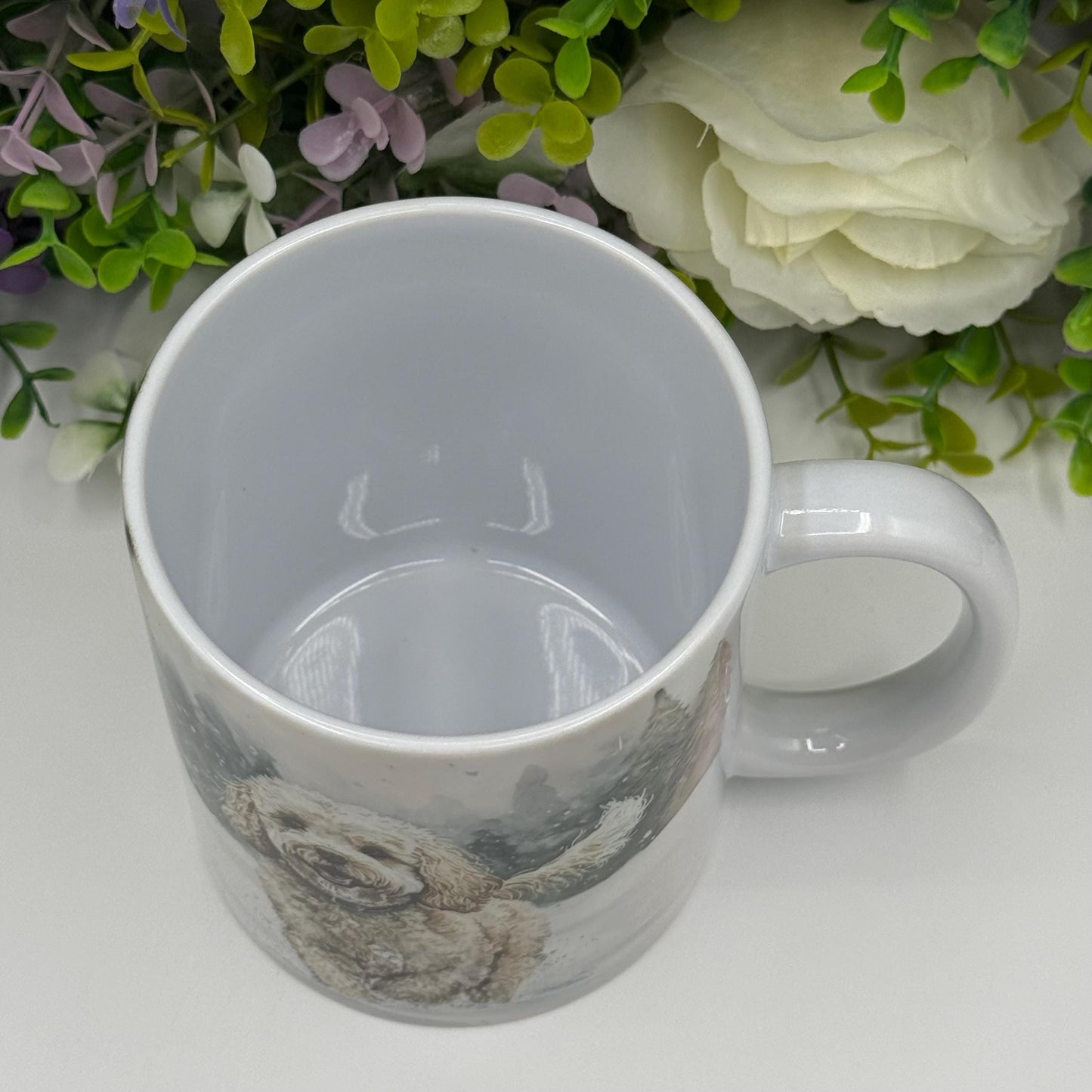 Cavachon Dog Winter Forest Mug: Handmade Ceramic Coffee Cup, Pet Lover Gift
