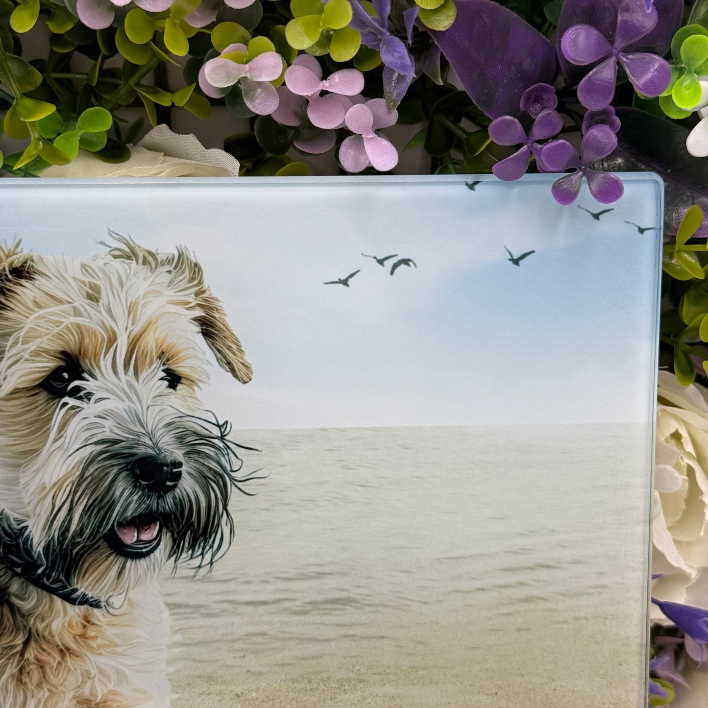Soft Coated Wheaten Terrier 8inch x 11inch Glass Chopping Board