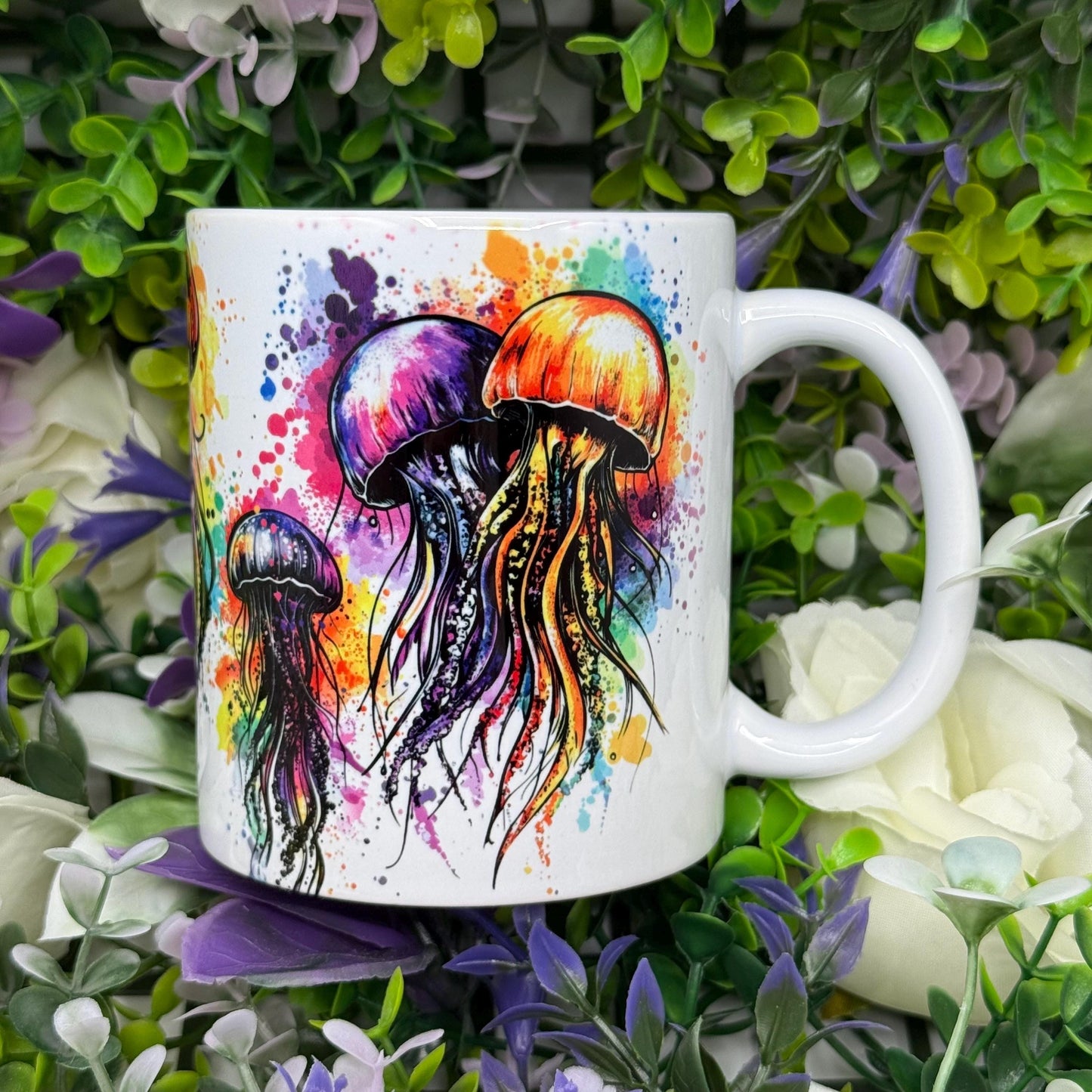 Jellyfish Colourful Paint Splash 11oz Ceramic Coffee Mug