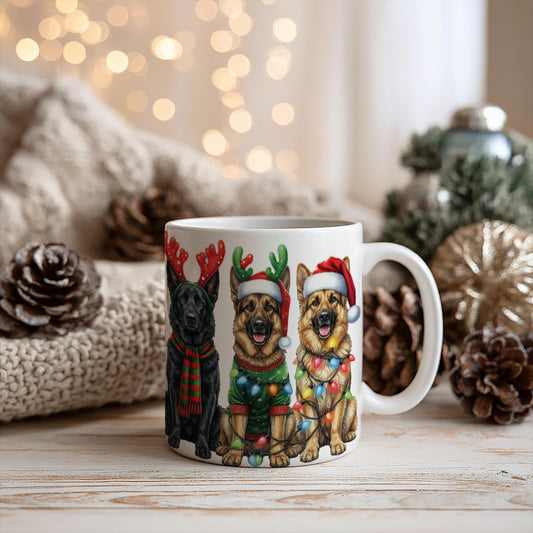 German Shepherd Christmas Outfits 11oz Ceramic Dog Mug