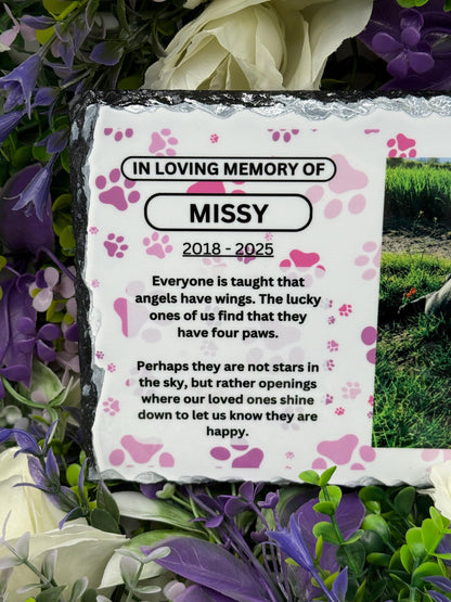 Personalised Pet Memorial Slate – Custom Photo Keepsake Plaque(15cm x 20cm)