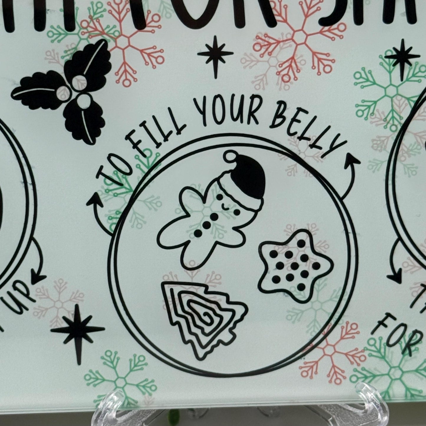 Christmas Treat For Santa Glass Chopping Board 8inch x 11inch