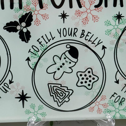 Christmas Treat For Santa Glass Chopping Board 8inch x 11inch