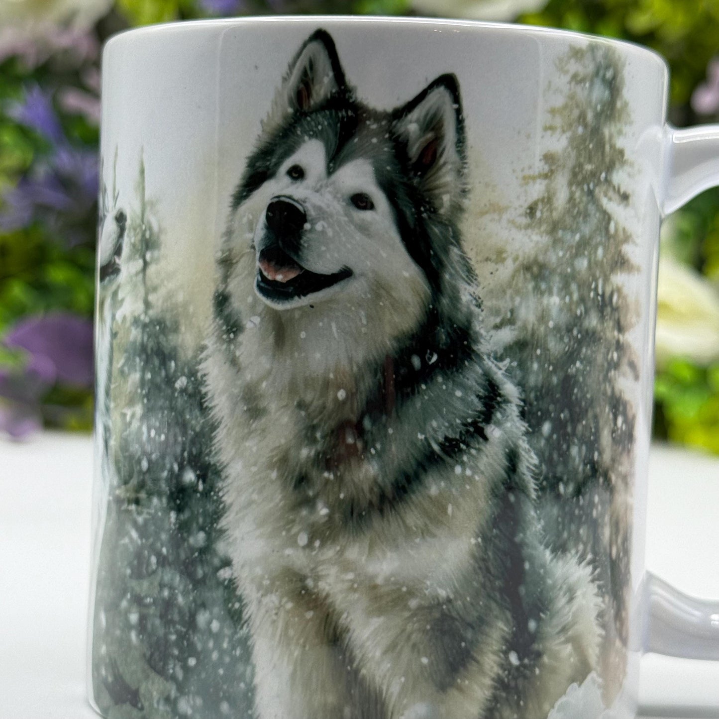 Alaskan Malamute Winter Forest 11oz Ceramic Coffee Mug: Unique Dog Lover Gift