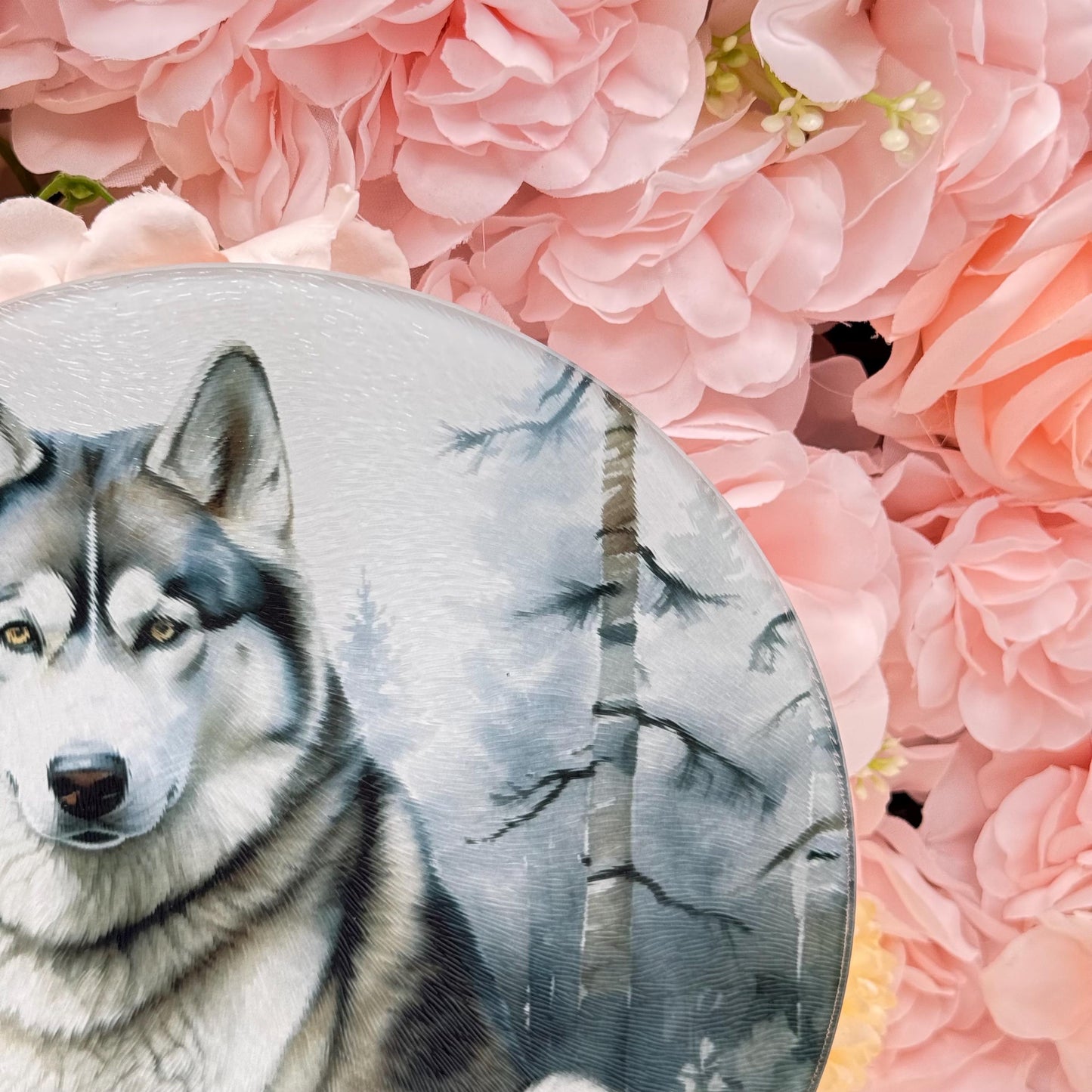 Husky Glass Round Tea Pot Holder/Chopping Board