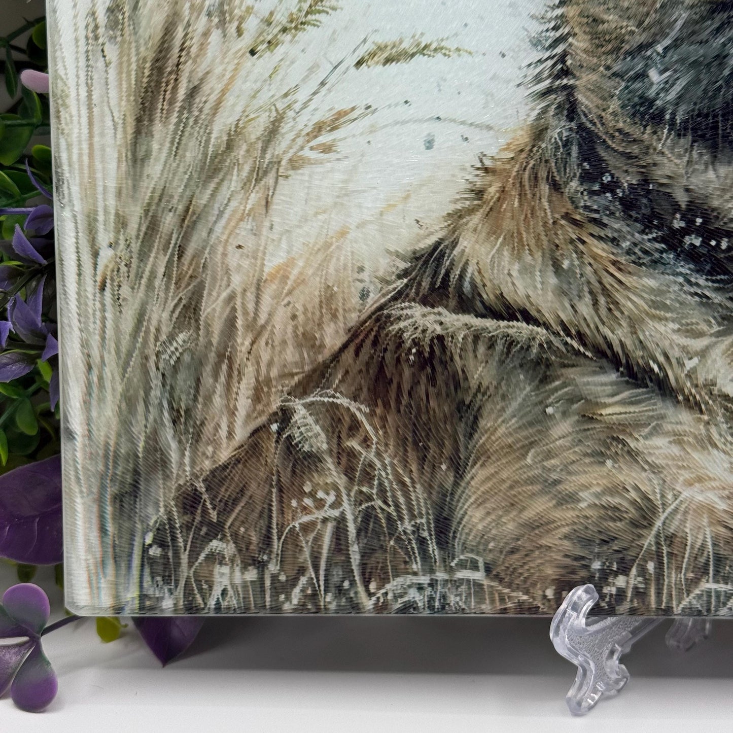 Border Terrier Wheat/Corn Field Glass Chopping Board / 8inch x 11inch / Handmade Kitchen Decor