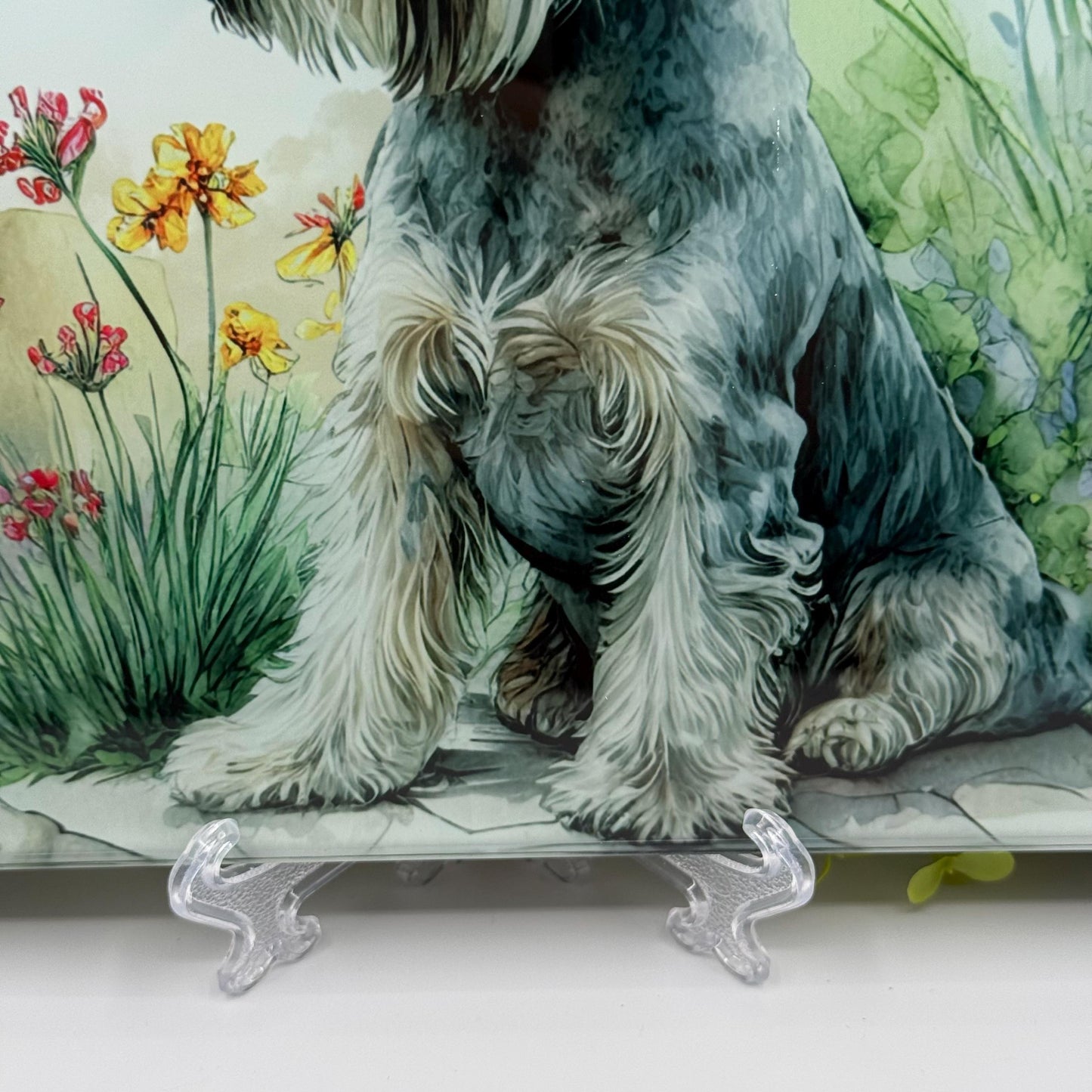 Schnauzer Salt and Pepper 8inchx11inch Glass Cutting Board: Handmade Kitchen Decor
