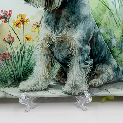 Schnauzer Salt and Pepper 8inchx11inch Glass Cutting Board: Handmade Kitchen Decor