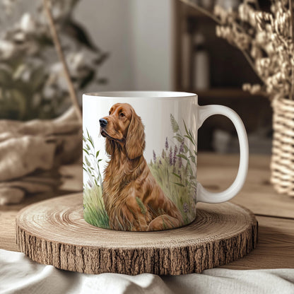 Irish Setter Floral Grass 11oz Dog Mug: Handmade Ceramic Coffee Cup