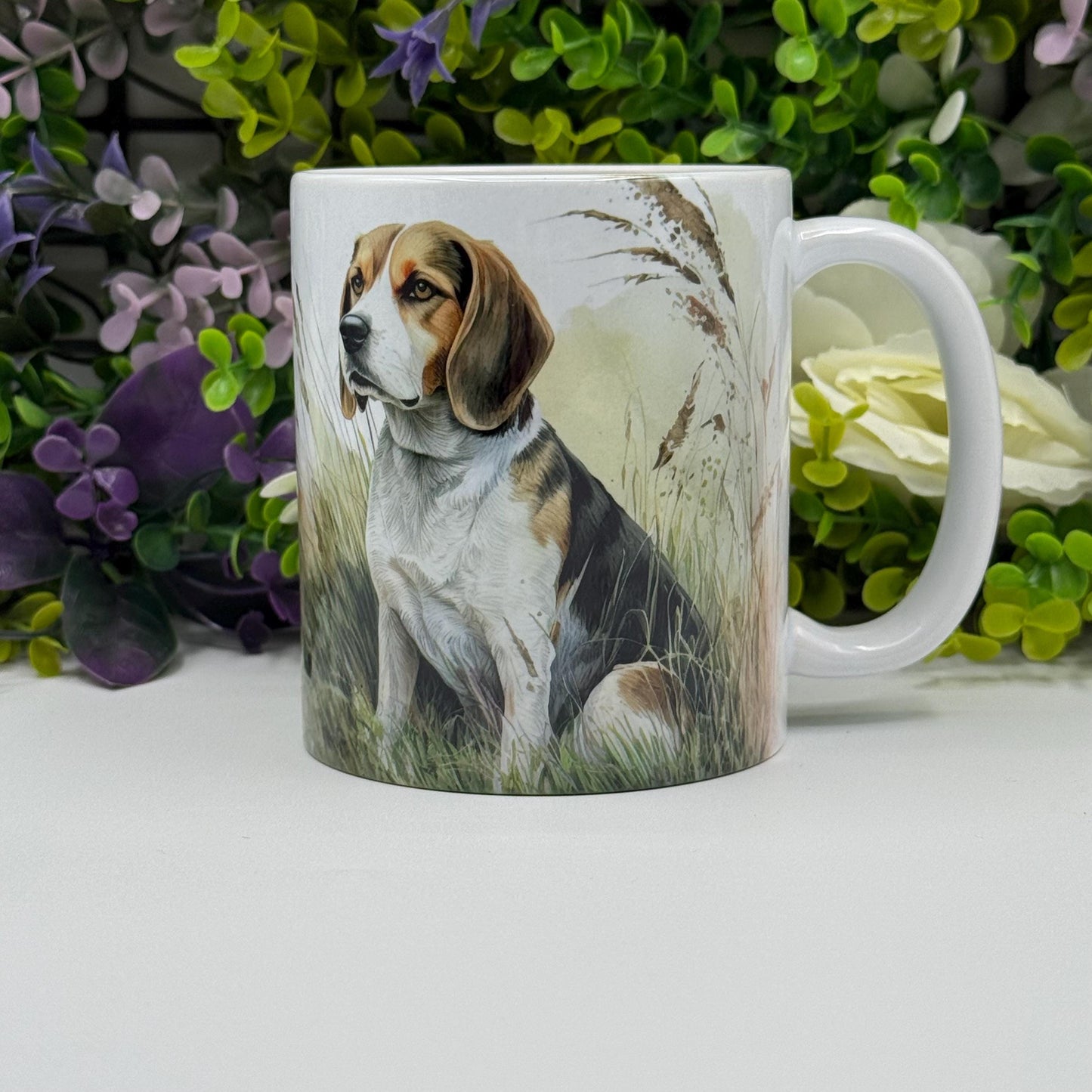 Beagle in Field 11oz Ceramic Dog Mug: Gift for Pet Lovers