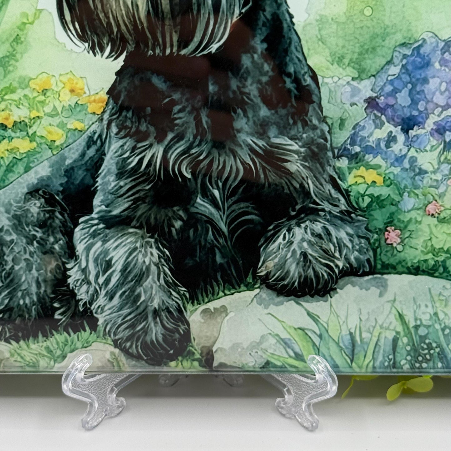 Schnauzer Black 8inchx11inch Glass Cutting Board: Handmade Kitchen Decor