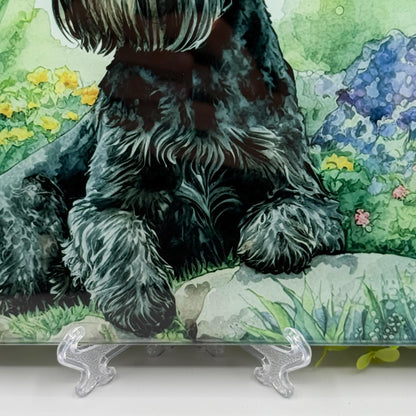 Schnauzer Black 8inchx11inch Glass Cutting Board: Handmade Kitchen Decor