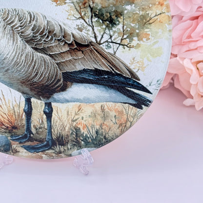 Goose Glass Round Tea Pot Holder/Chopping Board, Cutting Board