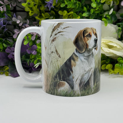 Beagle in Field 11oz Ceramic Dog Mug: Gift for Pet Lovers