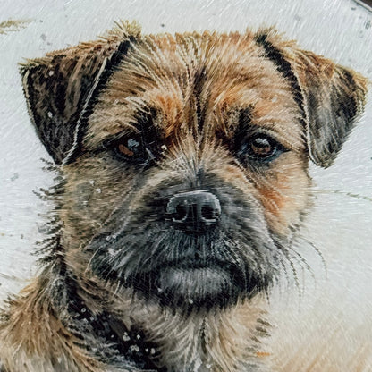 Border Terrier 20cm Round Glass Chopping Board: Handmade Kitchen Decor
