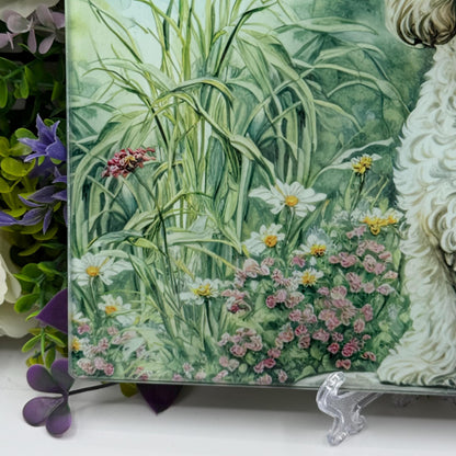 Cockapoo Floral 8inch x 11inch Glass Chopping Board
