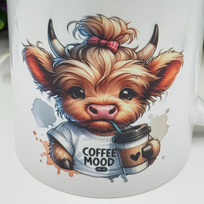 Highland Cow Coffee Mood 11oz Ceramic Mug