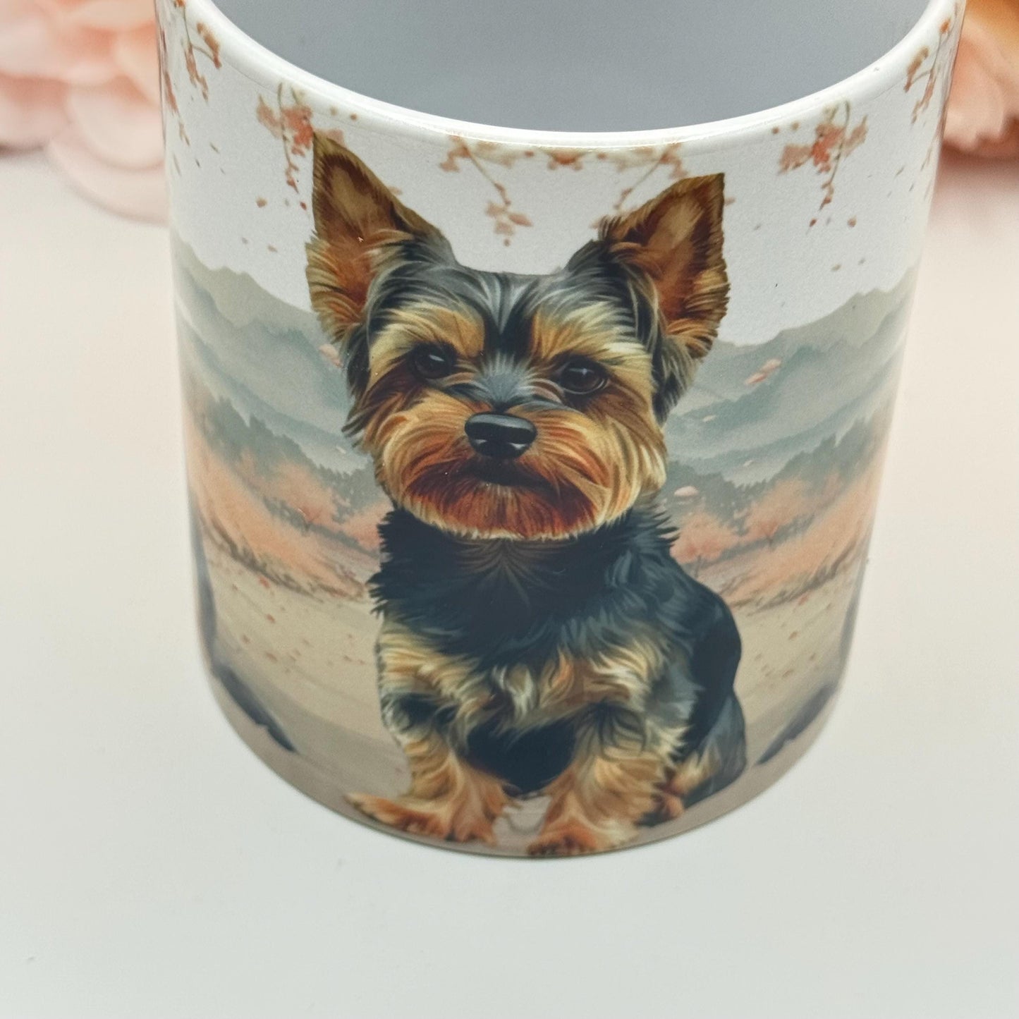 Yorkshire Terrier Pink Blossom 11oz Ceramic Dog Mug