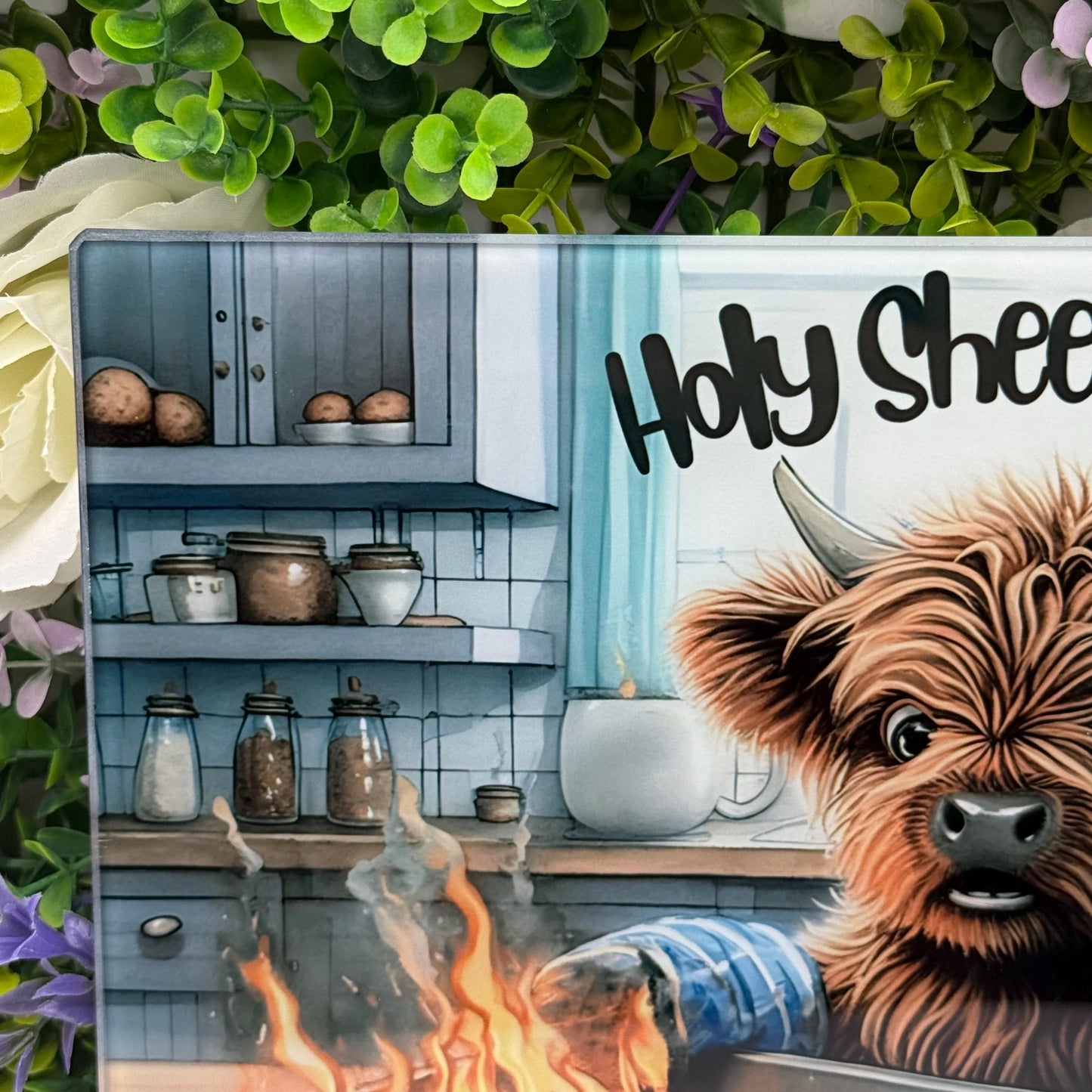 Highland Cow Humour 8inchx11inch Glass Chopping Board