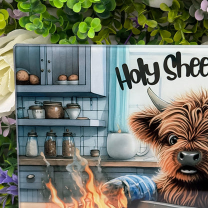 Highland Cow Humour 8inchx11inch Glass Chopping Board