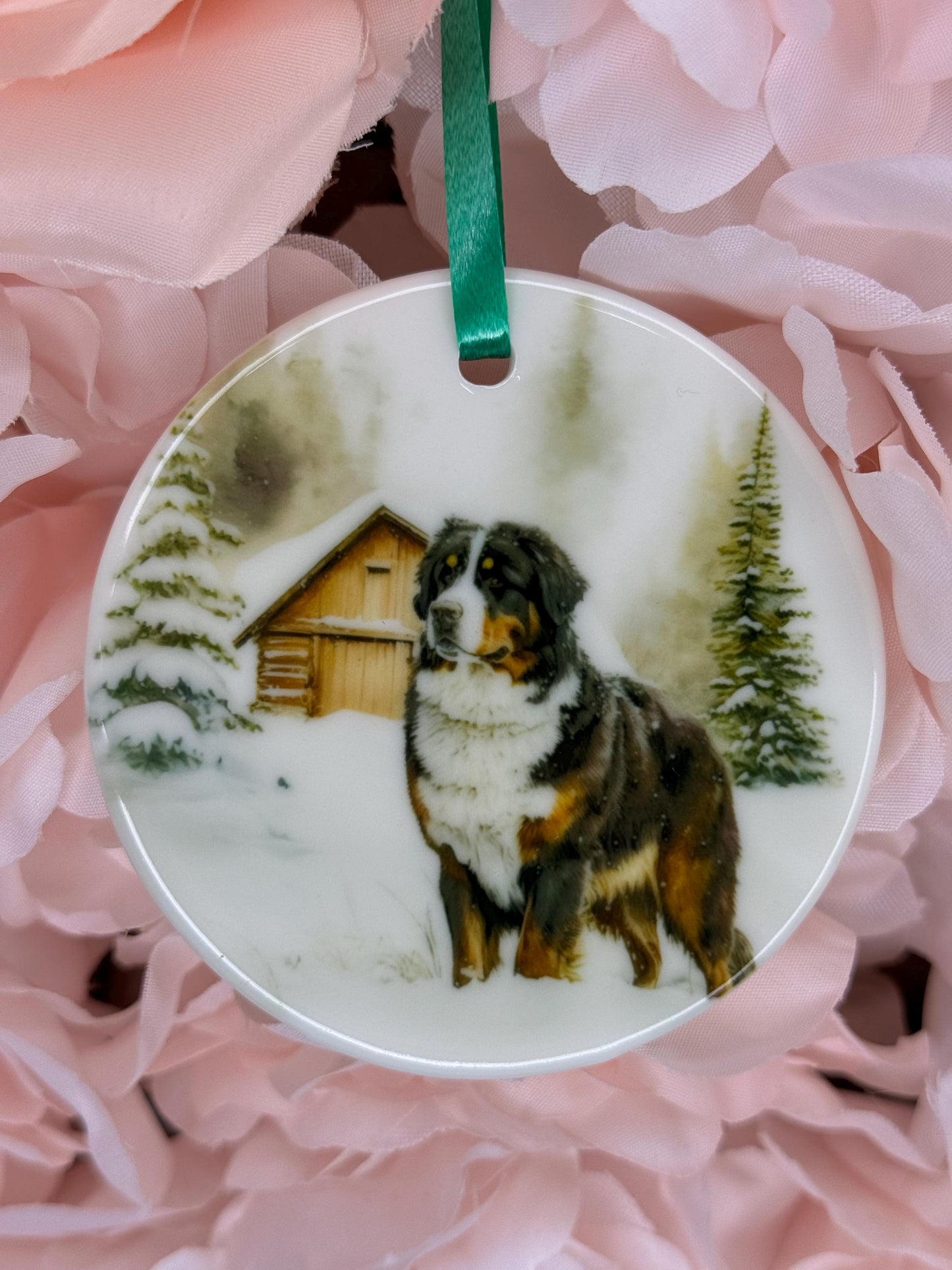 Bernese Mountain Dog Ceramic Ornament: Personalized Pet Keepsake